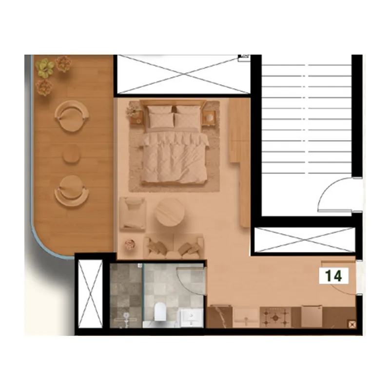 Golf Terrace Residences Studio floor plan, 484 sqft
