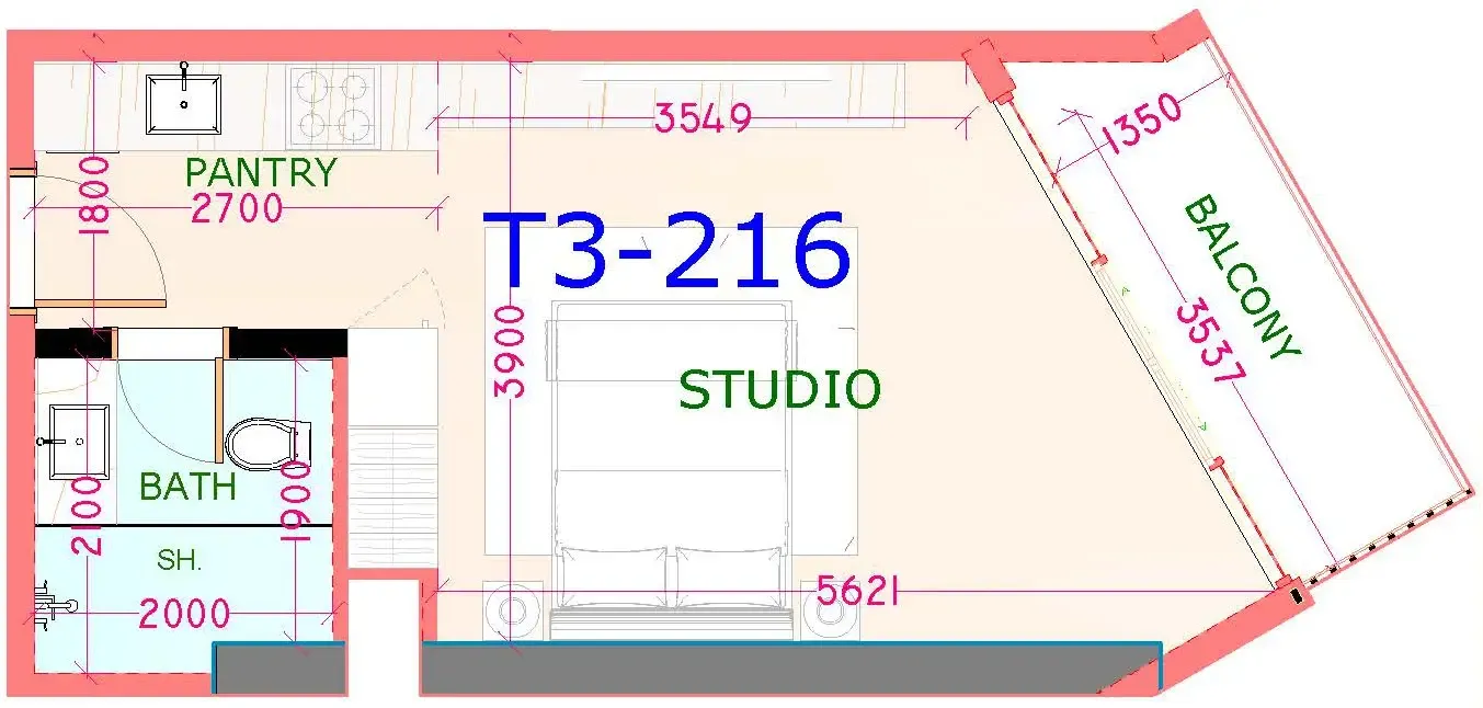 Playa Viva Studio floor plan, 391 sqft