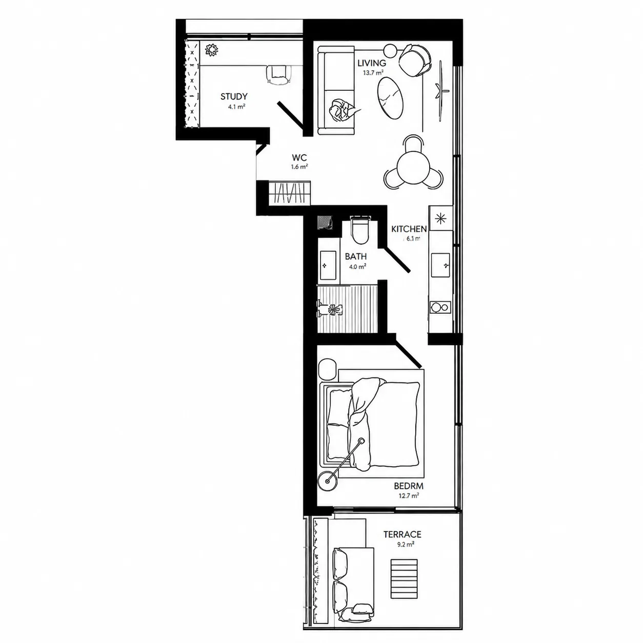 OceaniQ Nusa Penida 3 bed floor plan, 489 sqft