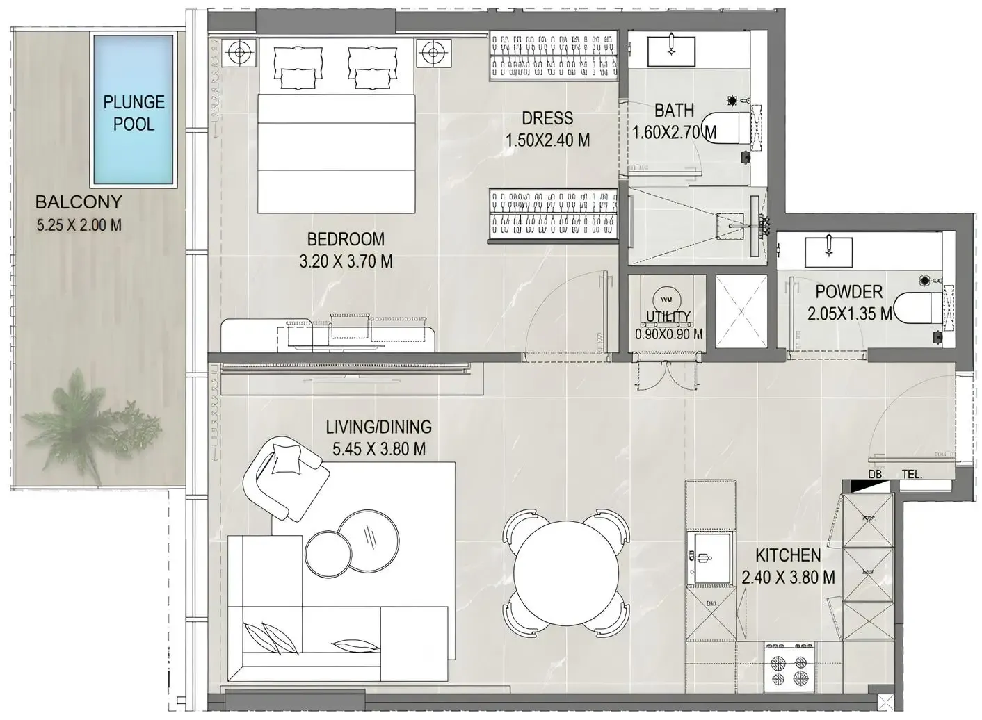 Allegro Park 1 bed floor plan, 783 sqft