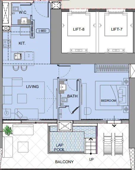 One by Binghatti 1 bed floor plan, 1,042 – 1,240 sqft