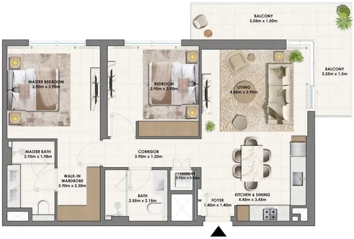 Parkwood Emaar 2 bed floor plan, 1,176 sqft