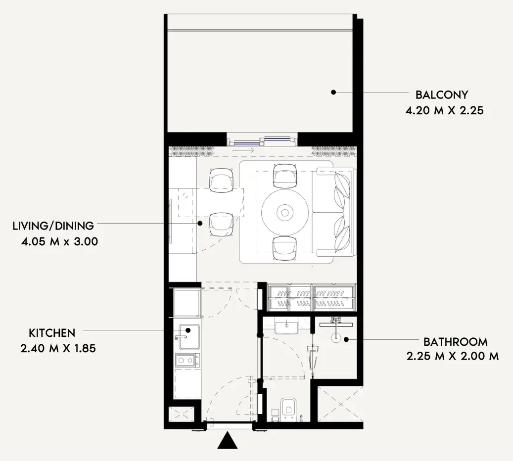 Azizi Lina Studio floor plan, 380 sqft