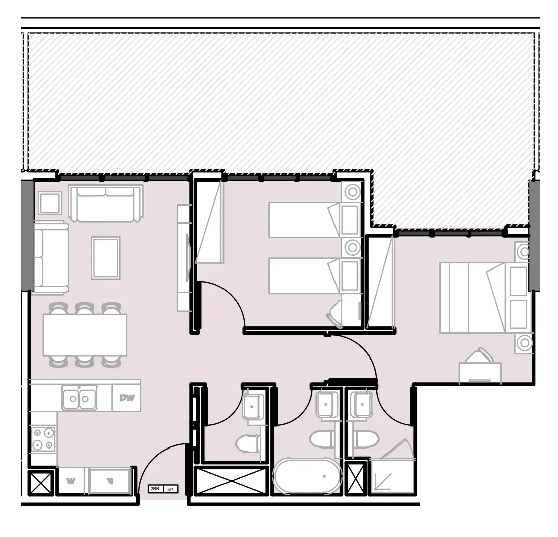 Verdana III 2 bed floor plan, 1,129 sqft
