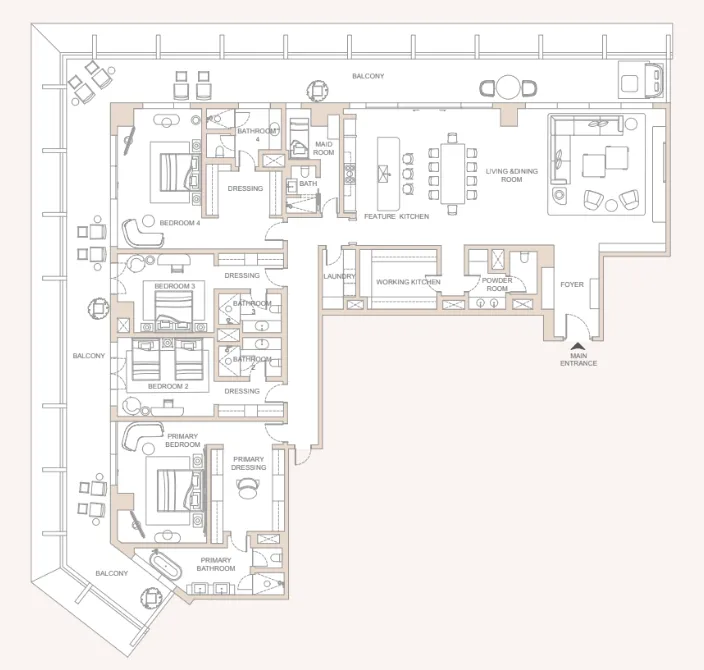 Four Seasons Private Residences DIFC 4 bed floor plan, 6,026 sqft