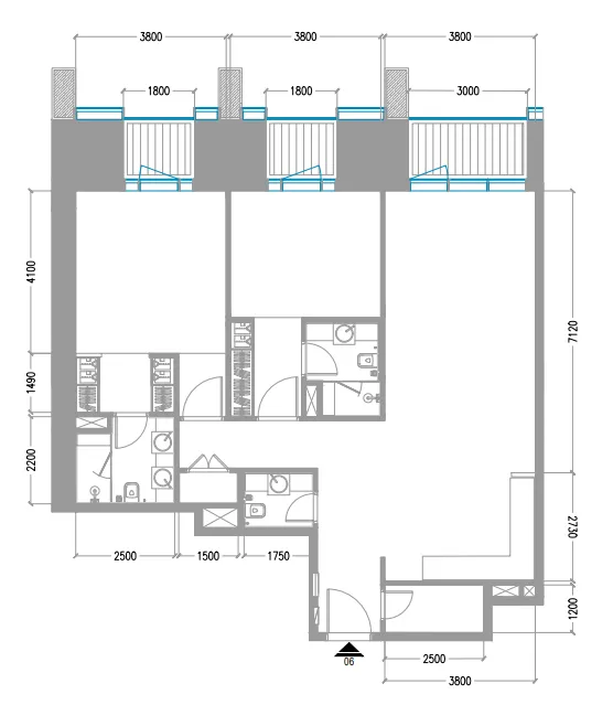 Tiger Sky Tower 2 bed floor plan, 1,400 sqft