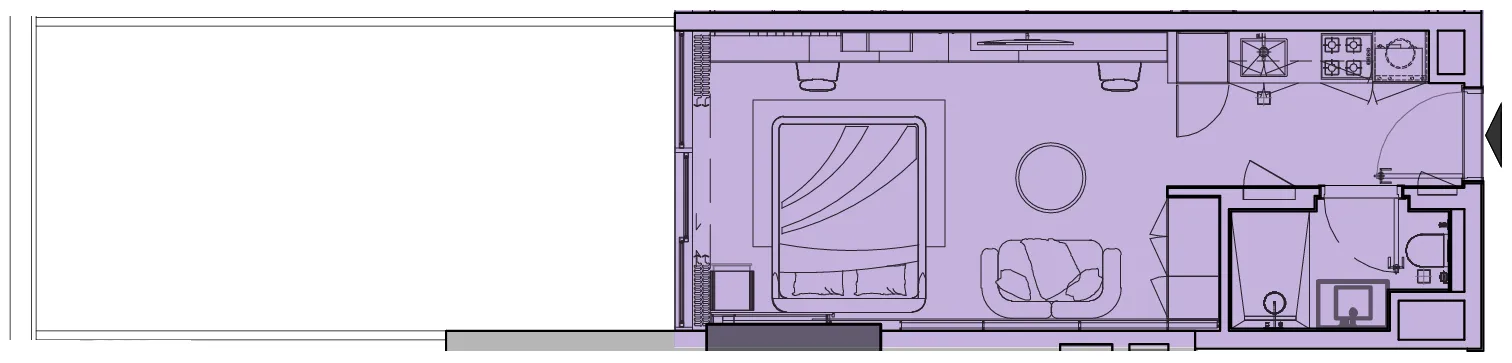 Le Blanc Studio floor plan, 639 – 642 sqft