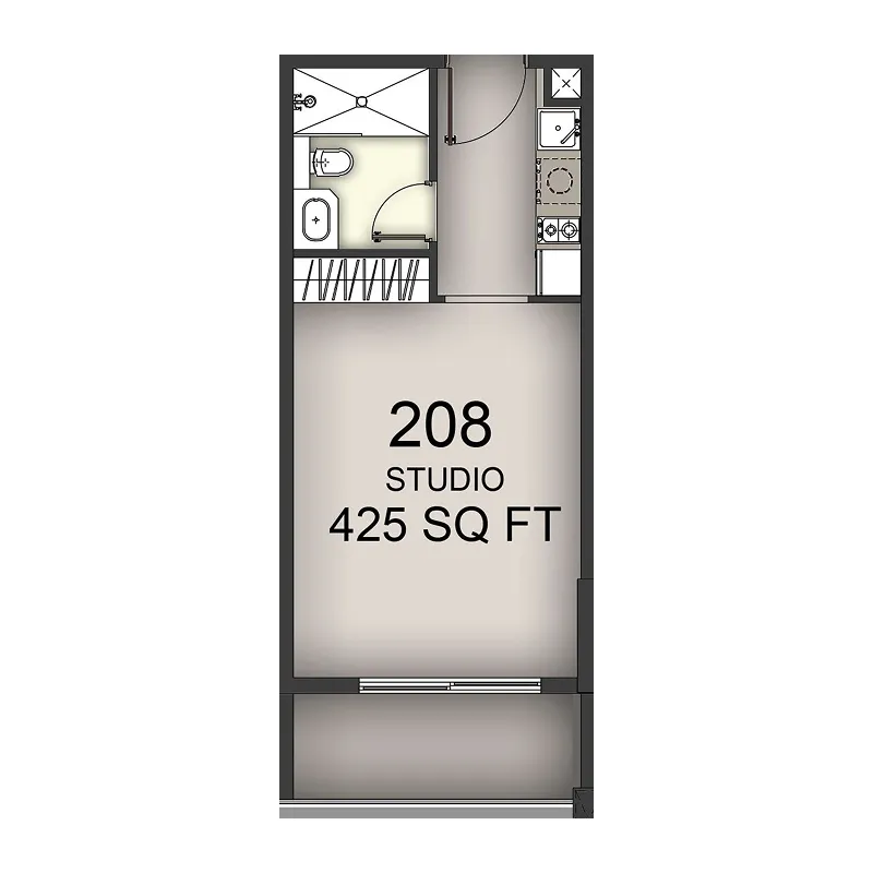 Aizel Tower Studio floor plan, 425 sqft