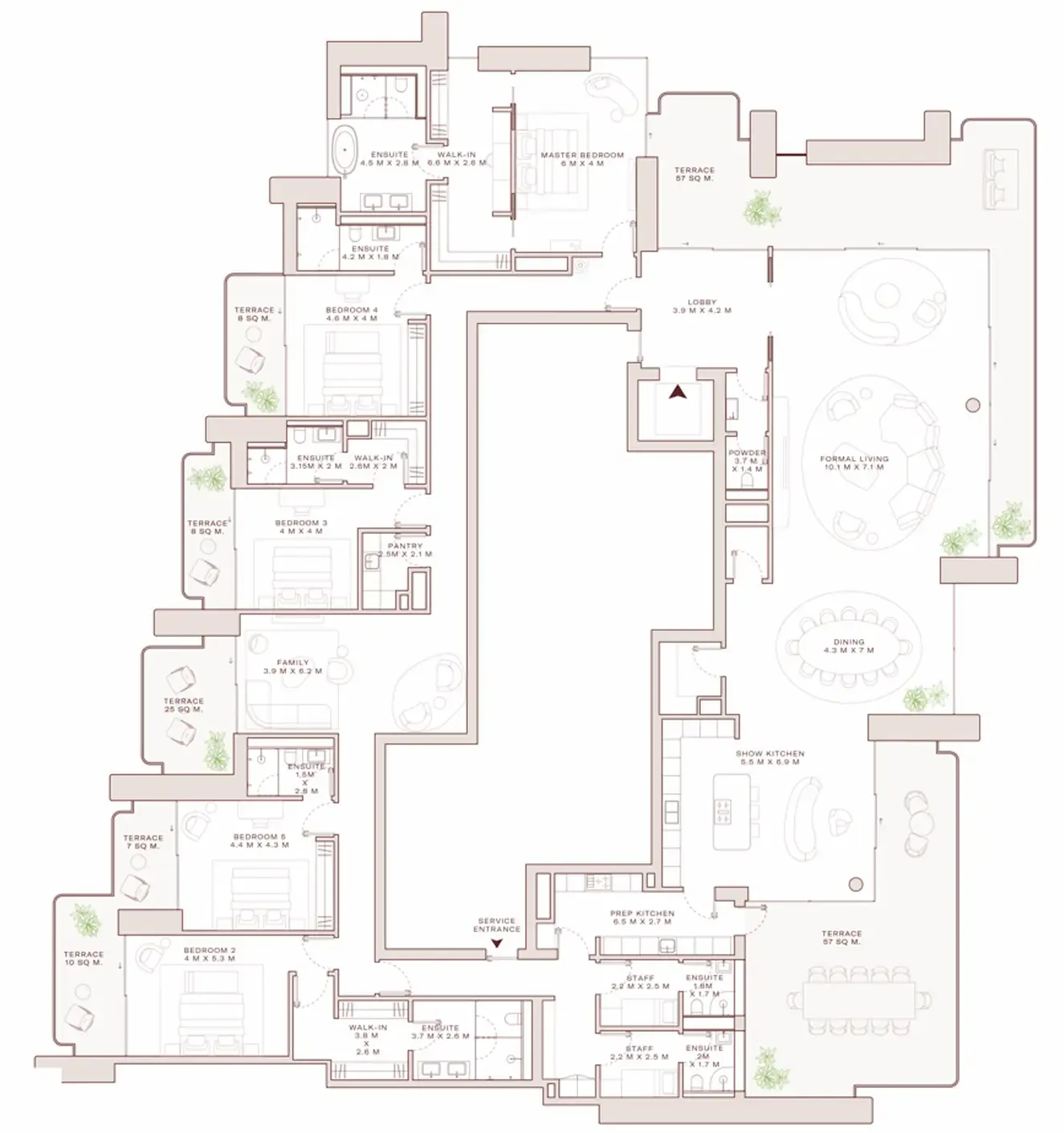 Solaya 5 bed floor plan, 7,649 sqft
