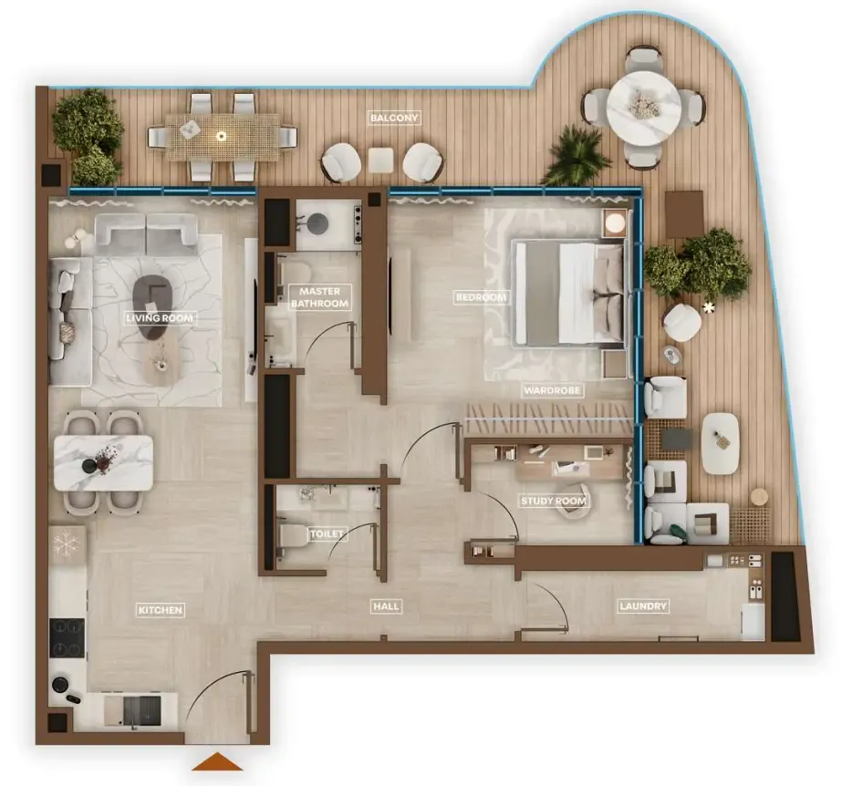 Sky Hills Astra 1 bed floor plan, 1,206 sqft