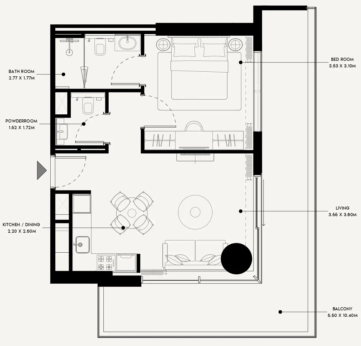 Azizi Venice 1 bed floor plan, 867 sqft