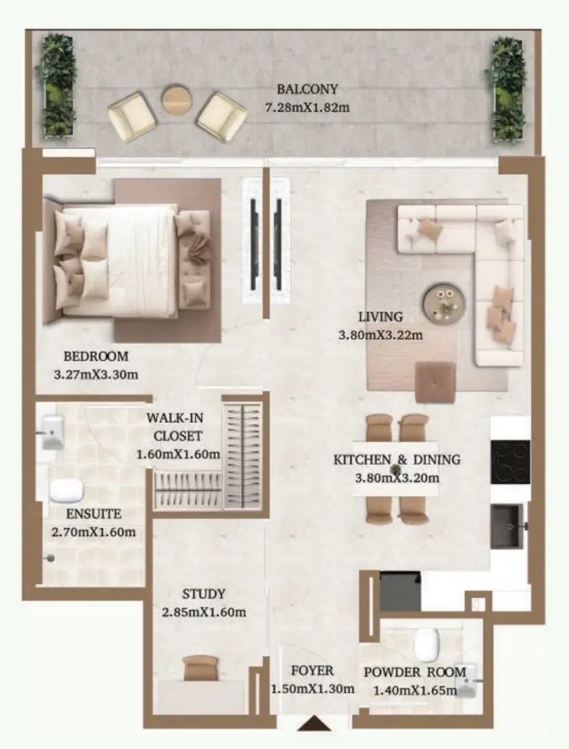 Arthouse Residences by Cledor 1 bed floor plan, 752 sqft