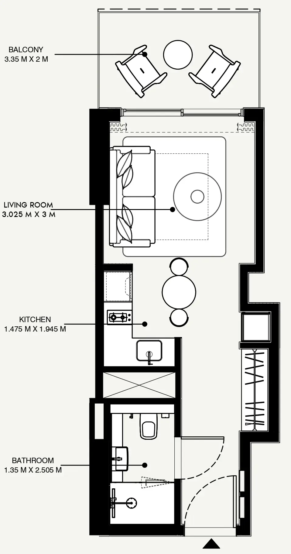 Azizi Venice Studio floor plan, 361 sqft