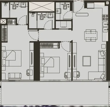 Binghatti Haven 2 bed floor plan, 1,194 sqft