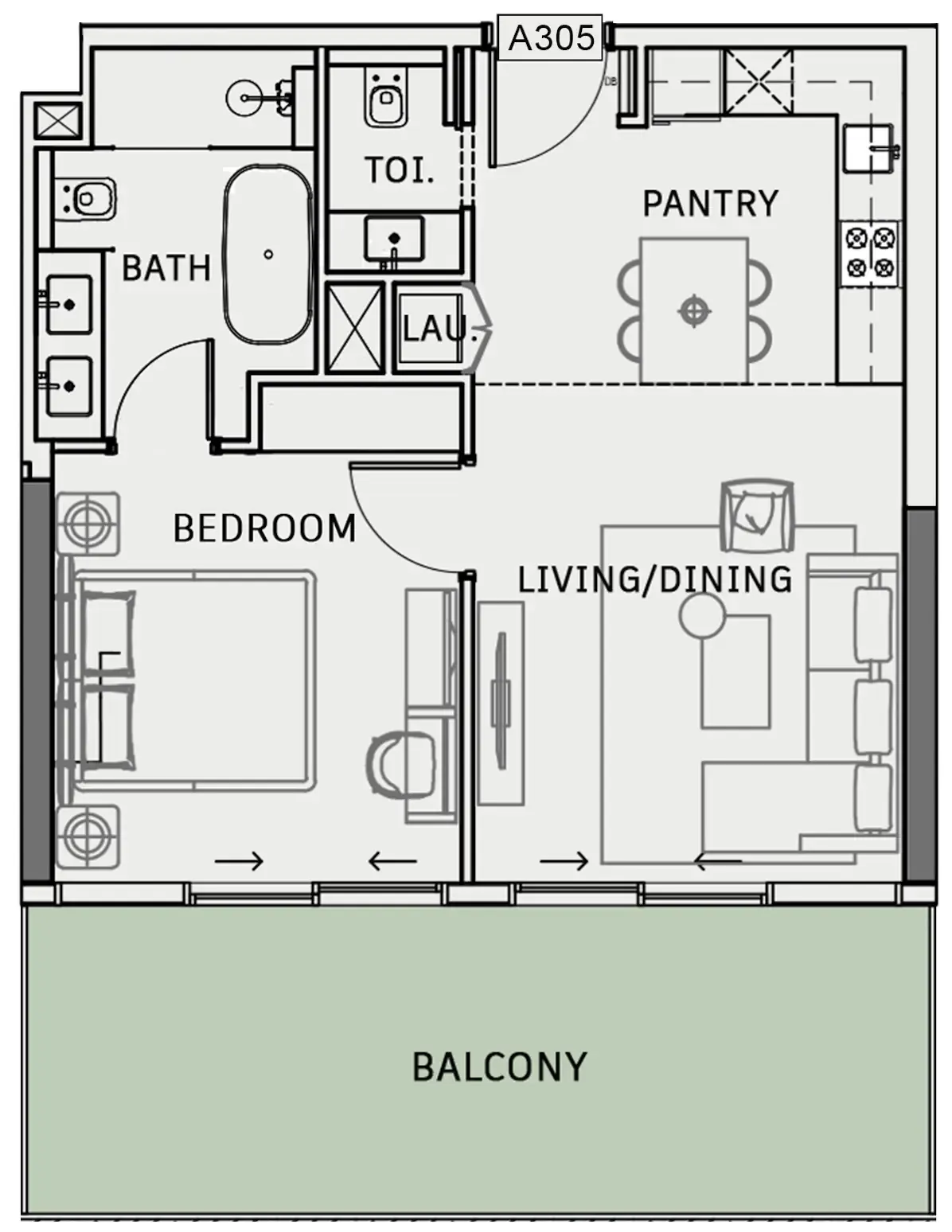 One Sky Park 1 bed floor plan, 903 sqft
