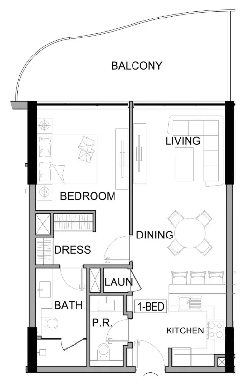 Damac Lagoons Views Phase 3 1 bed floor plan, 789 sqft