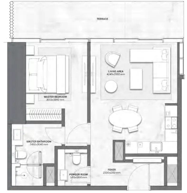 Trump International Hotel and Tower 1 bed floor plan, 782 sqft