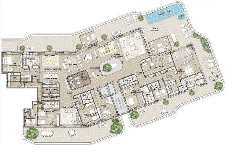 Sha Residence Emirates 5 bed floor plan, 23,773 sqft