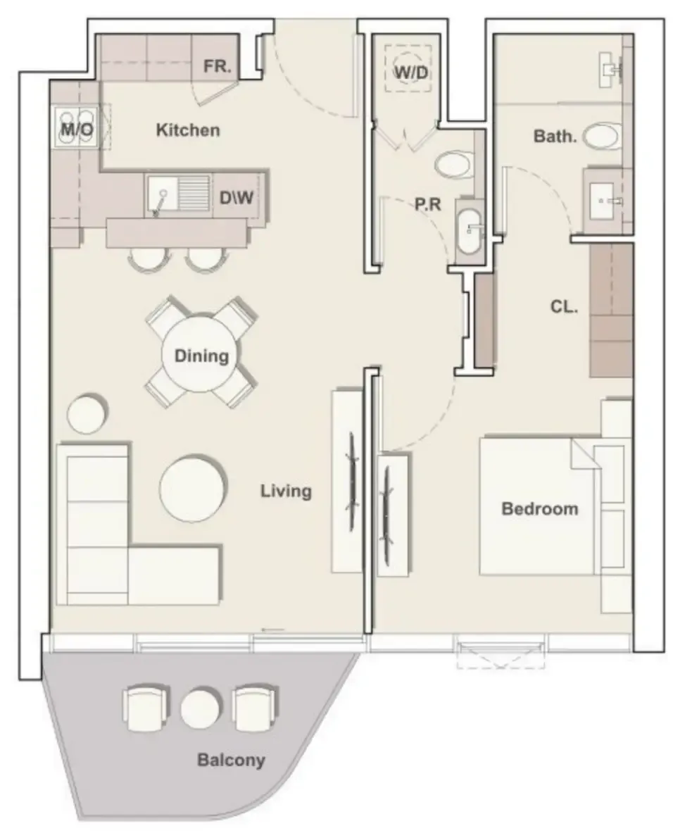 Portside Square 1 bed floor plan, 783 sqft