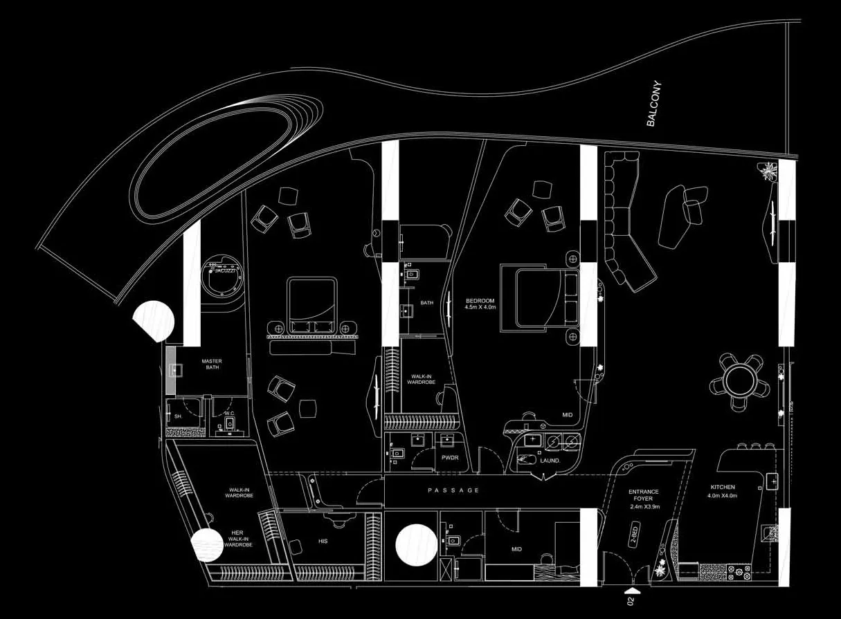 Bugatti Residences by Binghatti 2 bed floor plan, 4,310 sqft