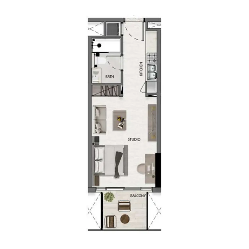 Avana Residences Studio floor plan, 395 sqft