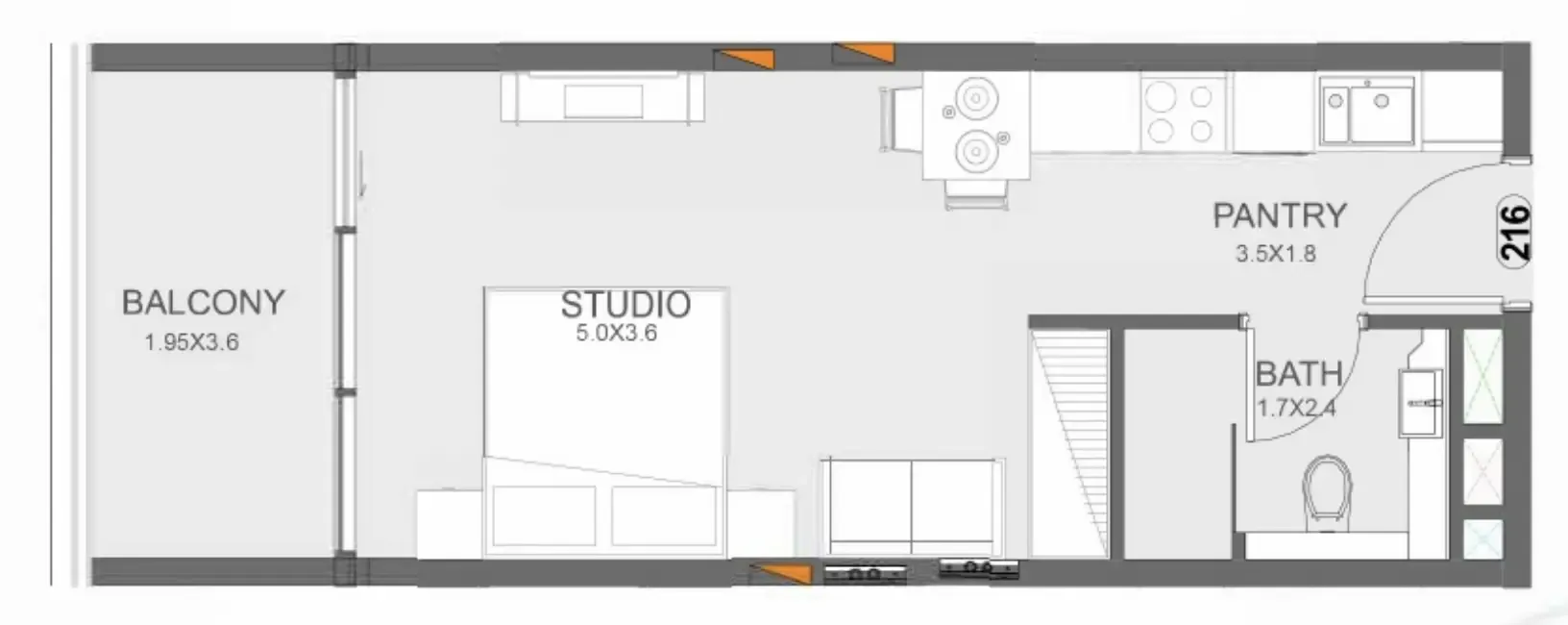 Floarea Oasis Studio floor plan, 425 sqft