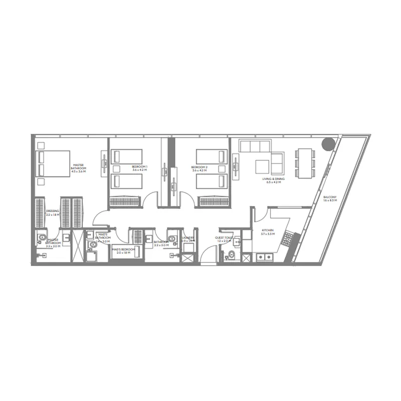 The Gate 3 and 4 3 bed floor plan, 1,478 sqft