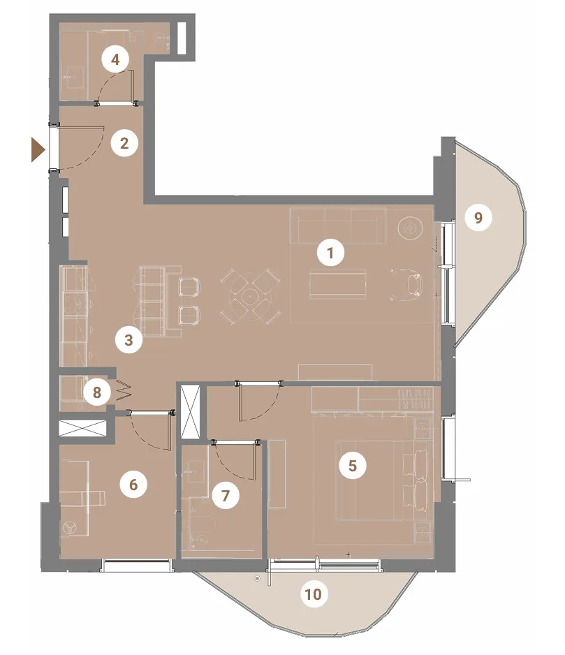 Takaya 1 bed floor plan, 1,015 sqft
