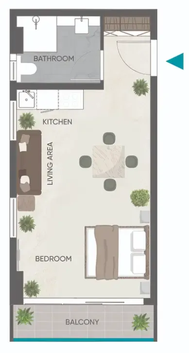 Eden Golf Views 1 Studio floor plan, 451 sqft