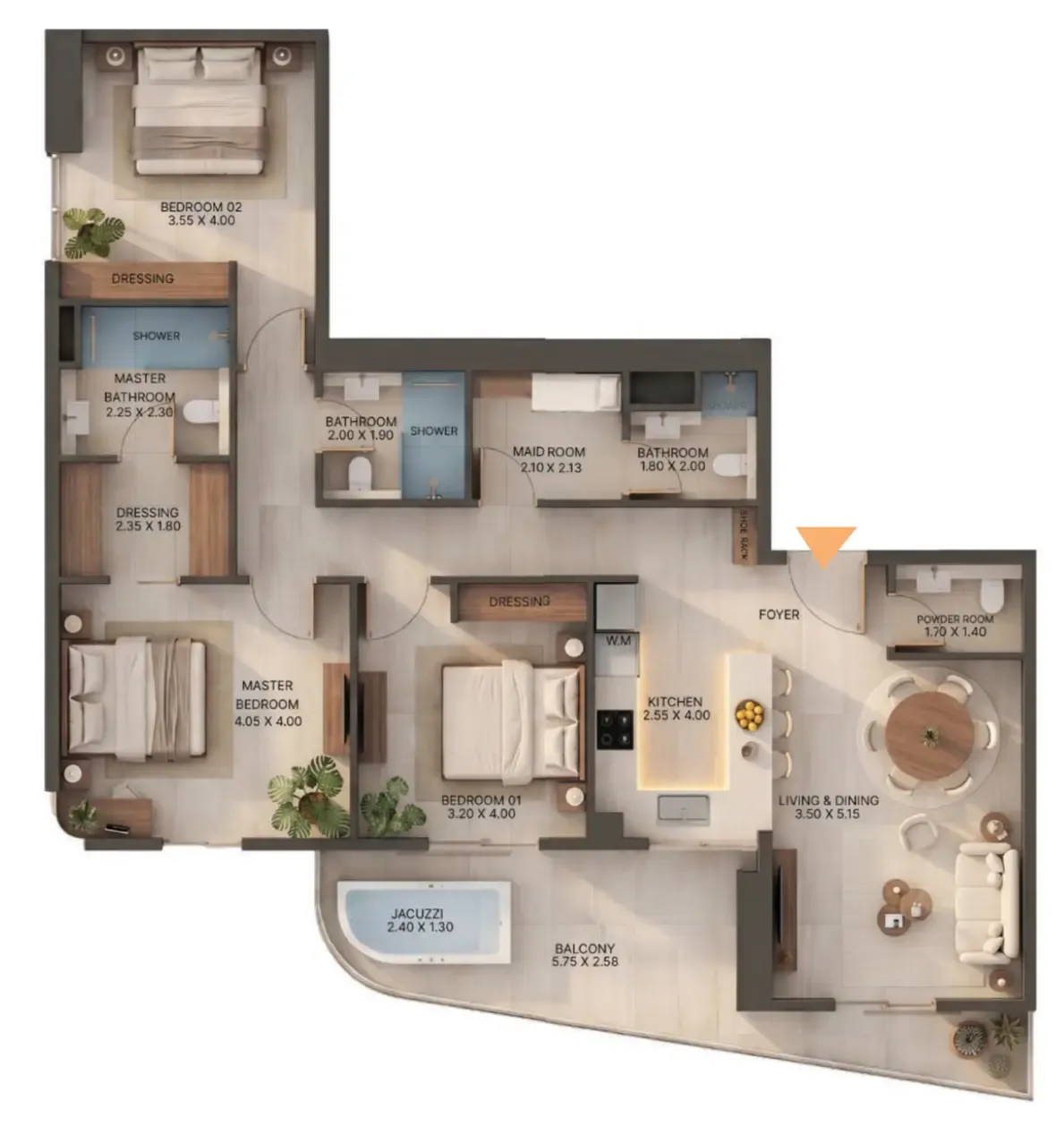 Zen Lagoons by Sanzen 3 bed floor plan, 1,485 sqft