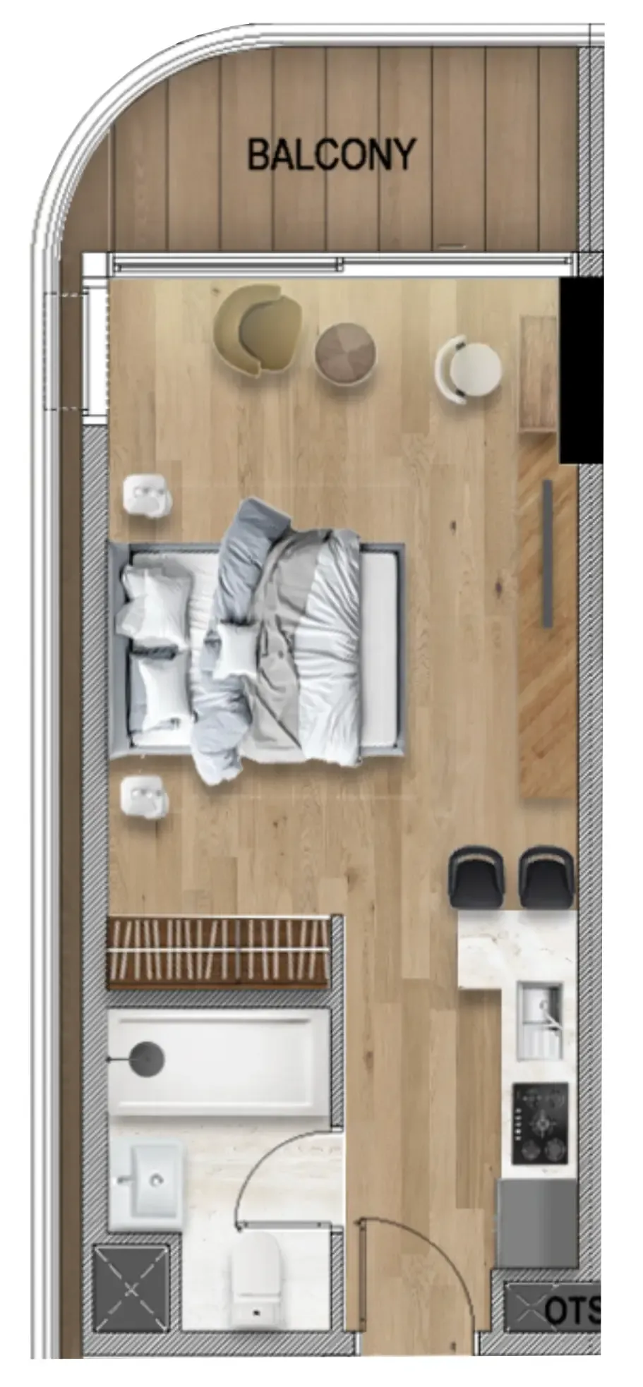 Barari Gate by ADE Studio floor plan, 443 sqft