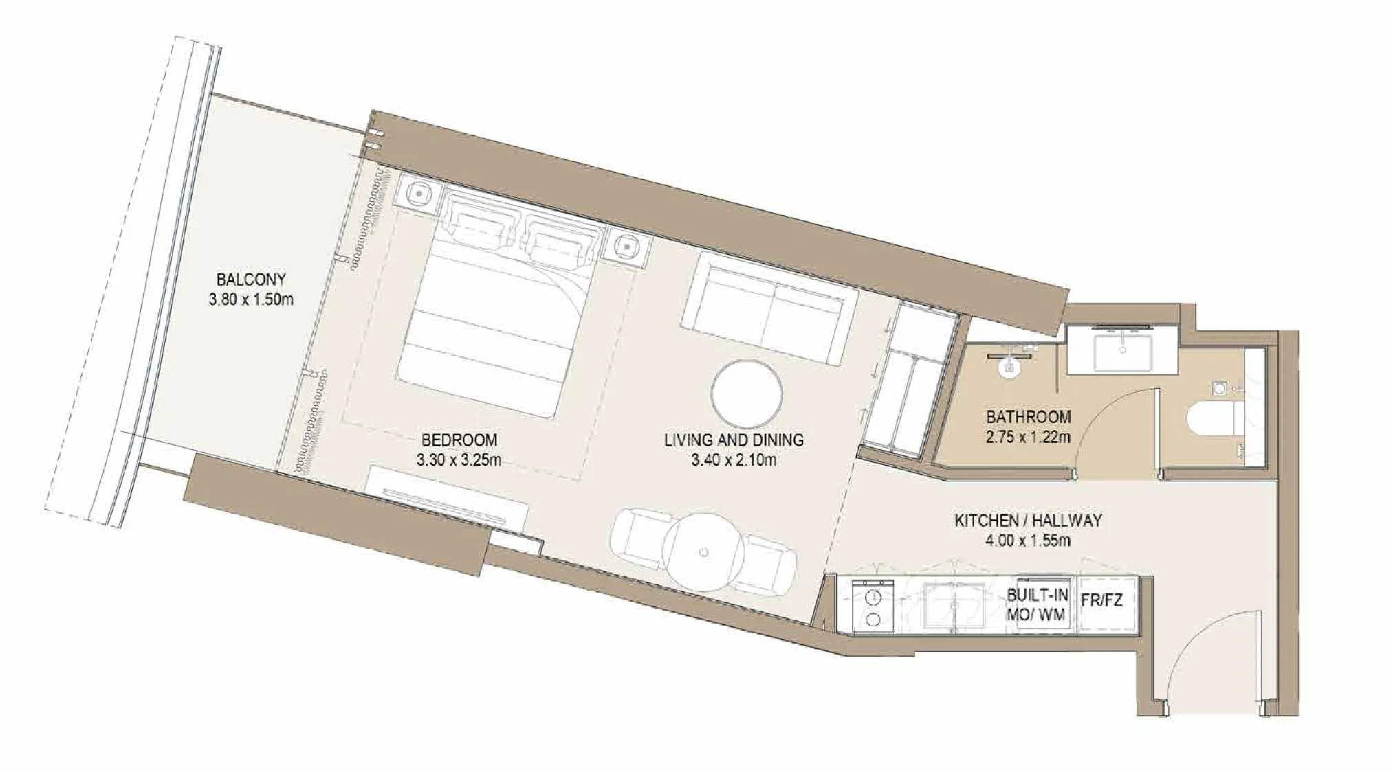 Laguna Residence Studio floor plan, 455 – 484 sqft