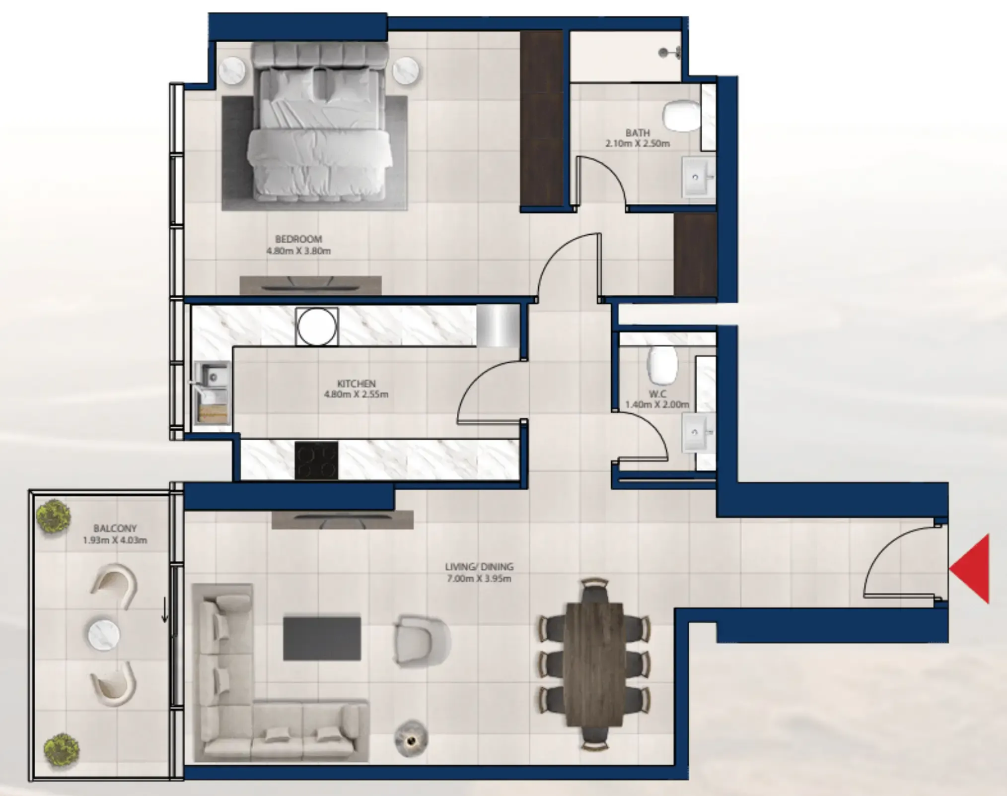 Al Vista 1 bed floor plan, 1,015 sqft