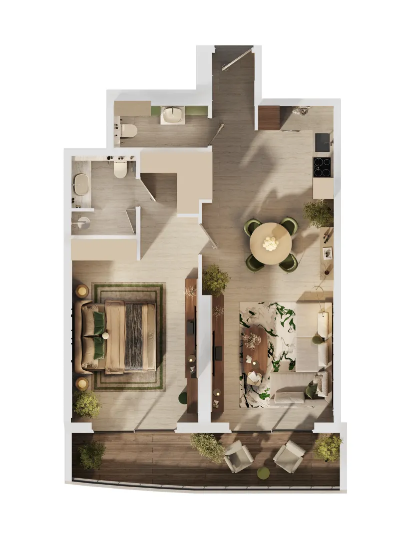 MAG 777 1 bed floor plan, 910 sqft