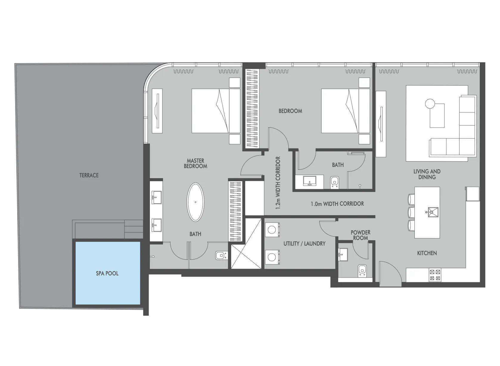 Seaside by Prestige One 2 bed floor plan, 1,880 sqft