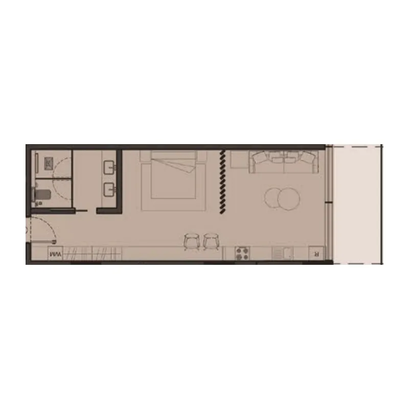 Omoria Private Residences Studio floor plan, 618 sqft
