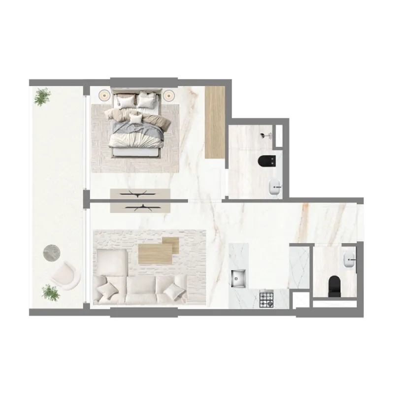 Celesto 2 1 bed floor plan, 546 – 682 sqft