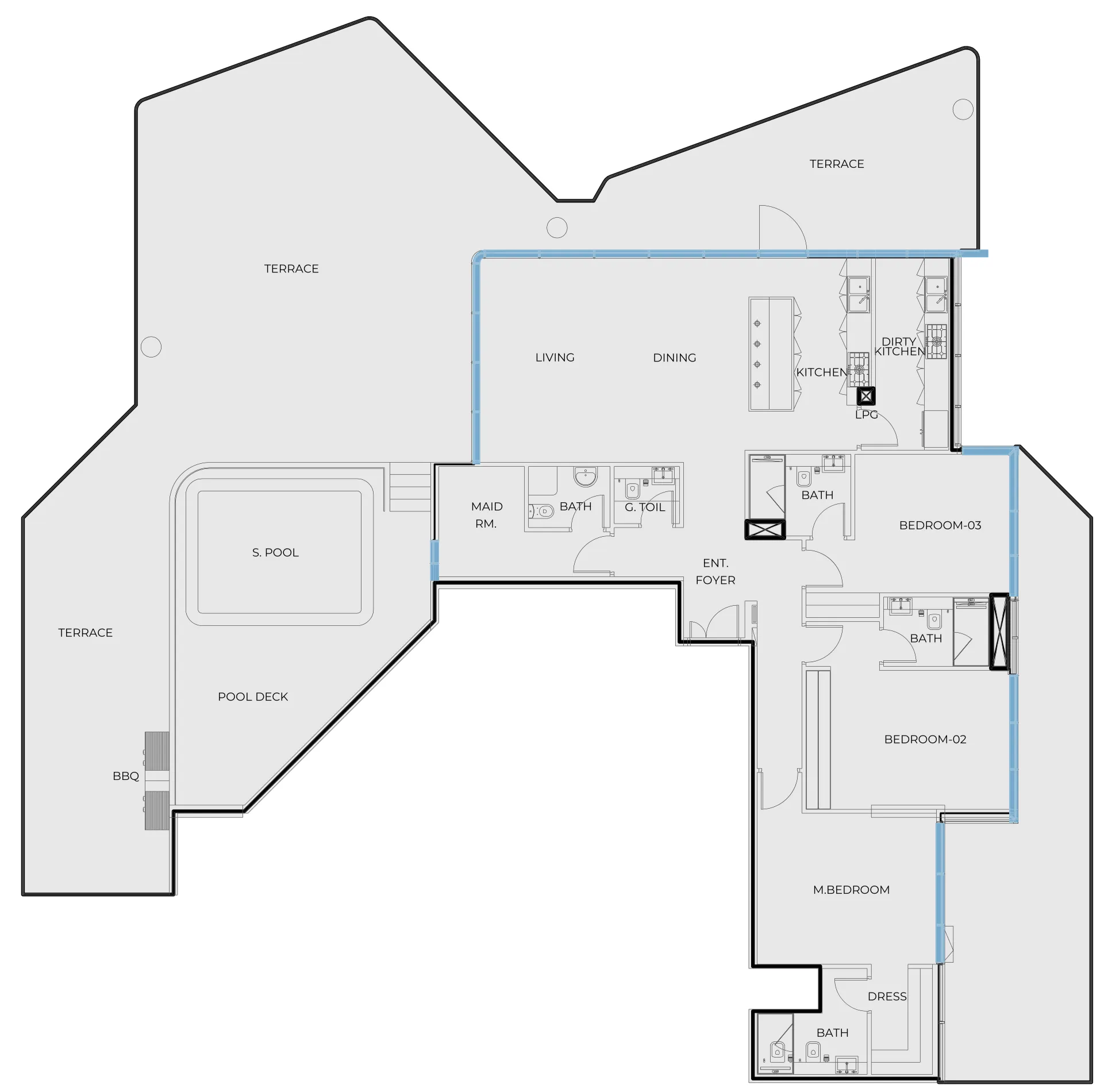 Coastal Haven 3 bed floor plan, 4,417 sqft