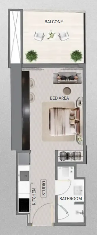 Maybach Ultimate Luxury Studio floor plan, 341 – 402 sqft