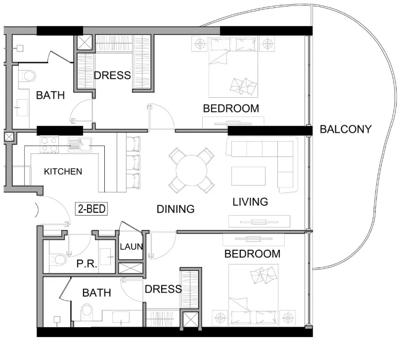 Damac Lagoons Views Phase 3 2 bed floor plan, 1,176 – 1,177 sqft