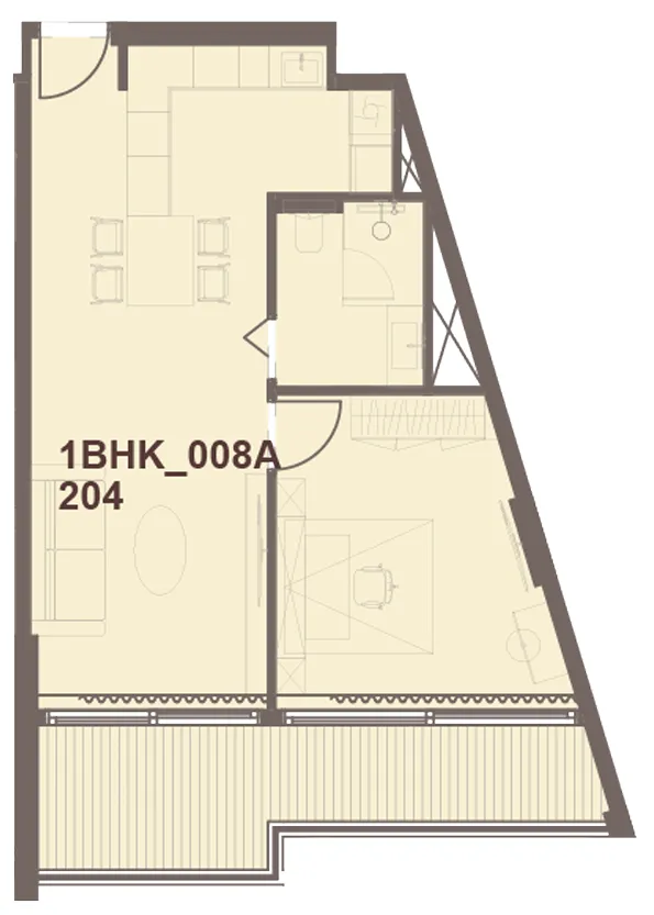 J-Haus Residence 1 bed floor plan, 745 sqft