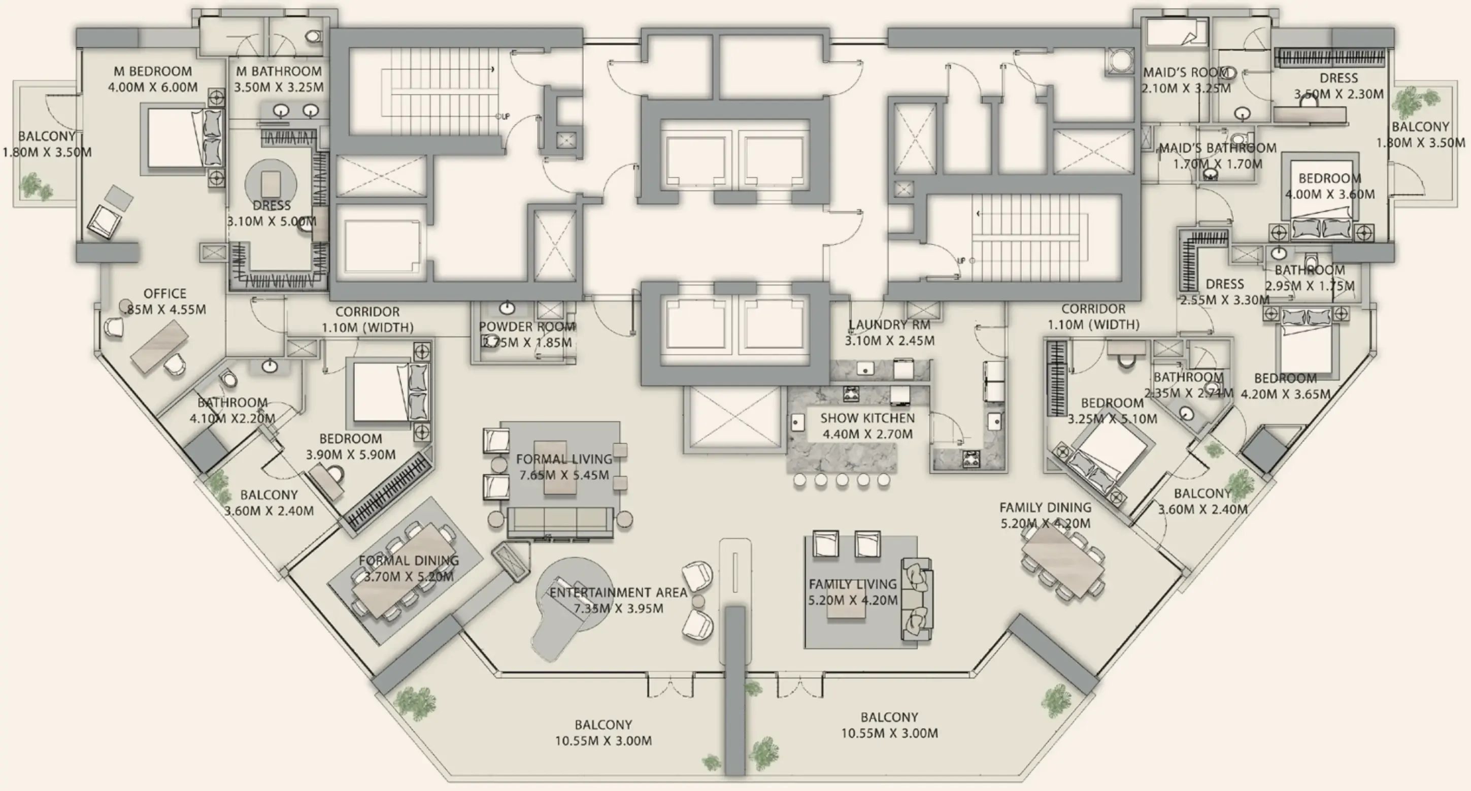 Velor Penthouses 5 bed floor plan, 6,018 sqft