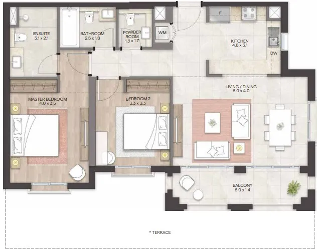 Bloom Living - Granada 2 bed floor plan, 1,120 – 1,499 sqft
