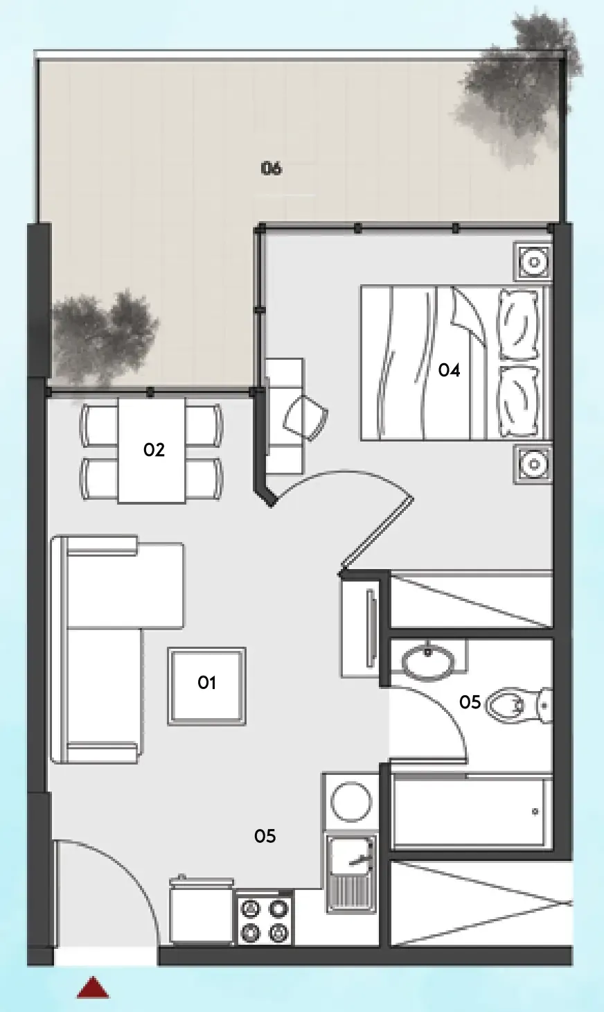 Al Maryah Vista 1 bed floor plan, 524 – 534 sqft