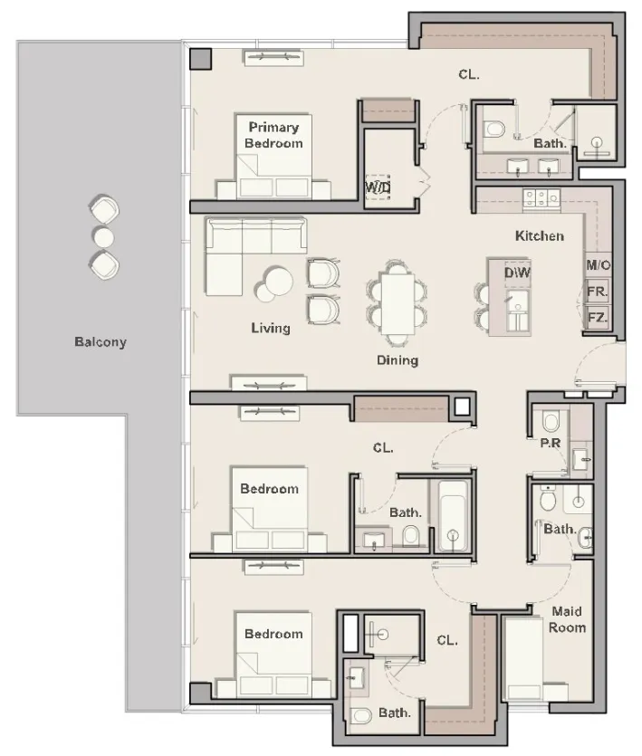 Belgravia Gardens 3 bed floor plan, 2,273 sqft