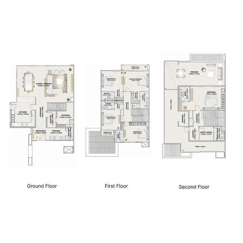 Sun Island Villas 5 bed floor plan, 3,799 sqft