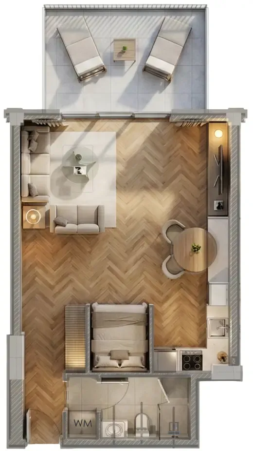 Armas By Zenith Studio floor plan, 677 sqft