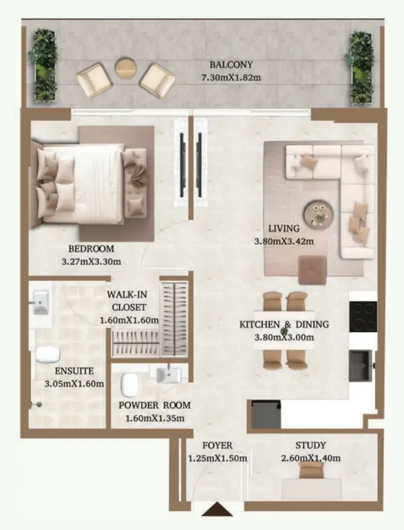 Arthouse Residences by Cledor 1 bed floor plan, 756 – 757 sqft