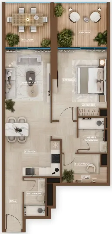 Sky Hills Astra 1 bed floor plan, 1,024 sqft