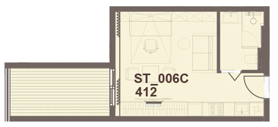 J-Haus Residence Studio floor plan, 401 sqft